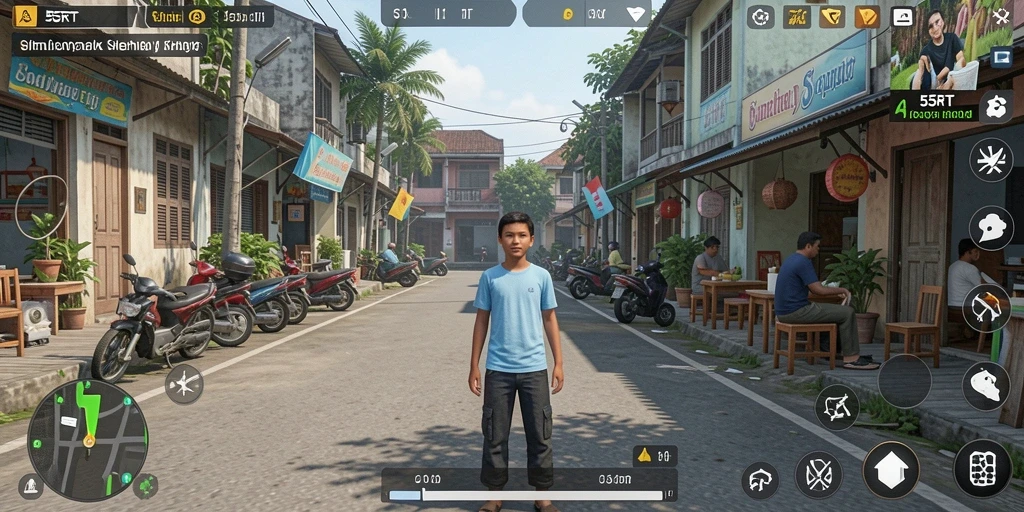 Tampilan gameplay 55RT yang interaktif dan realistis.