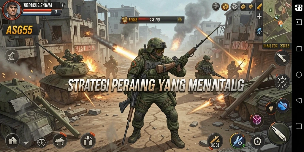 Tampilan screenshot ASG55 menampilkan pertempuran strategi yang epik.