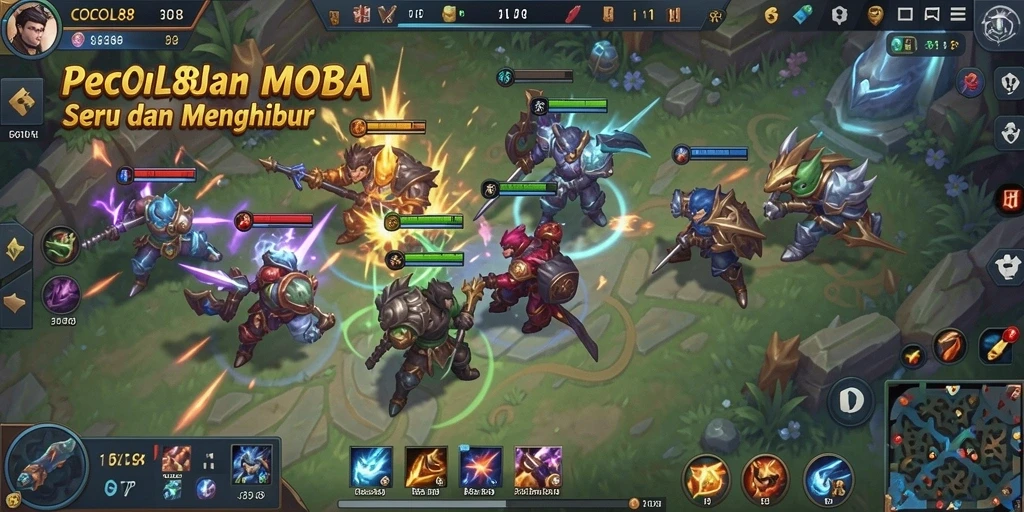 Screenshot dari gameplay COCOL88 yang mendebarkan di arena MOBA.