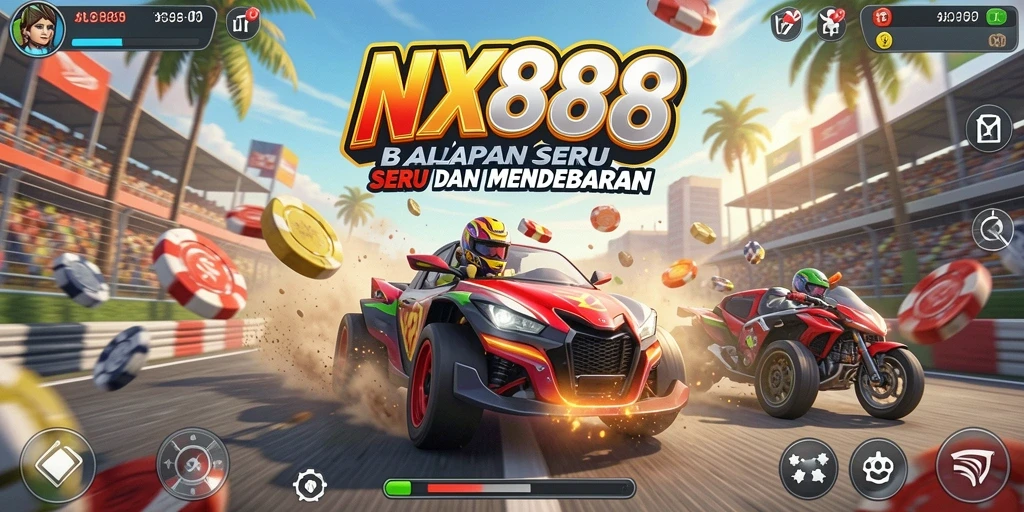 Gameplay Racing NX888 yang mendebarkan dan penuh adrenalin.