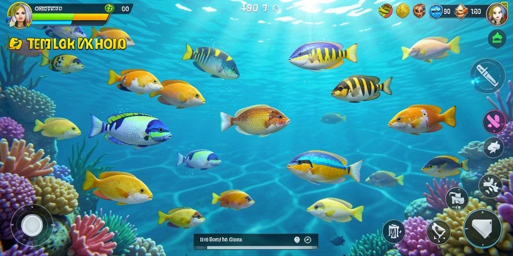 Screenshot gameplay ORISTOTO yang menampilkan aksi menembak ikan.