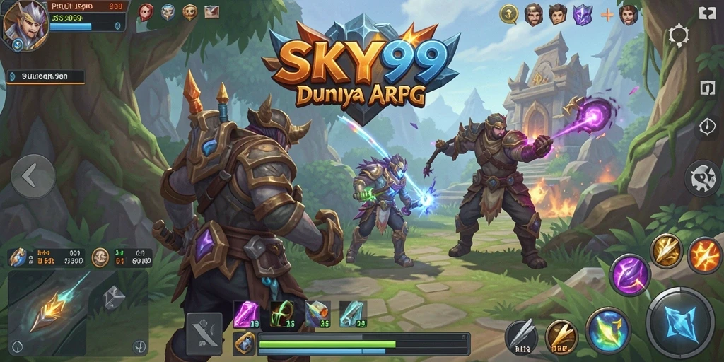 Gambaran gameplay mendebarkan dalam SKY99 dengan pertarungan seru di dunia fantasi.