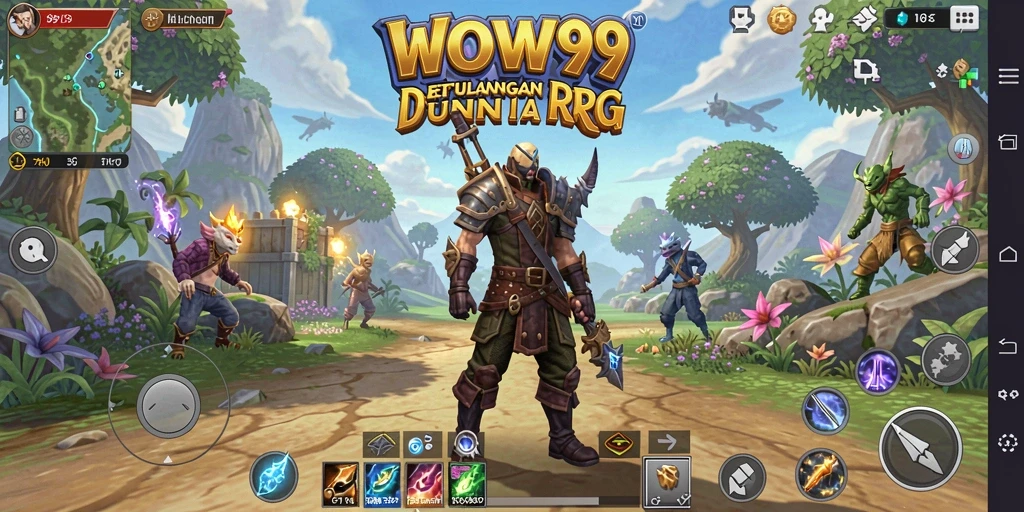 Screenshot dari gameplay WOW99 menunjukkan pertarungan epik di dunia RPG.